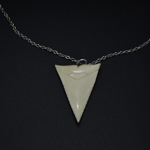 Bovine Bone Carved Tooth Pendant Necklace - Picture 2 of 4